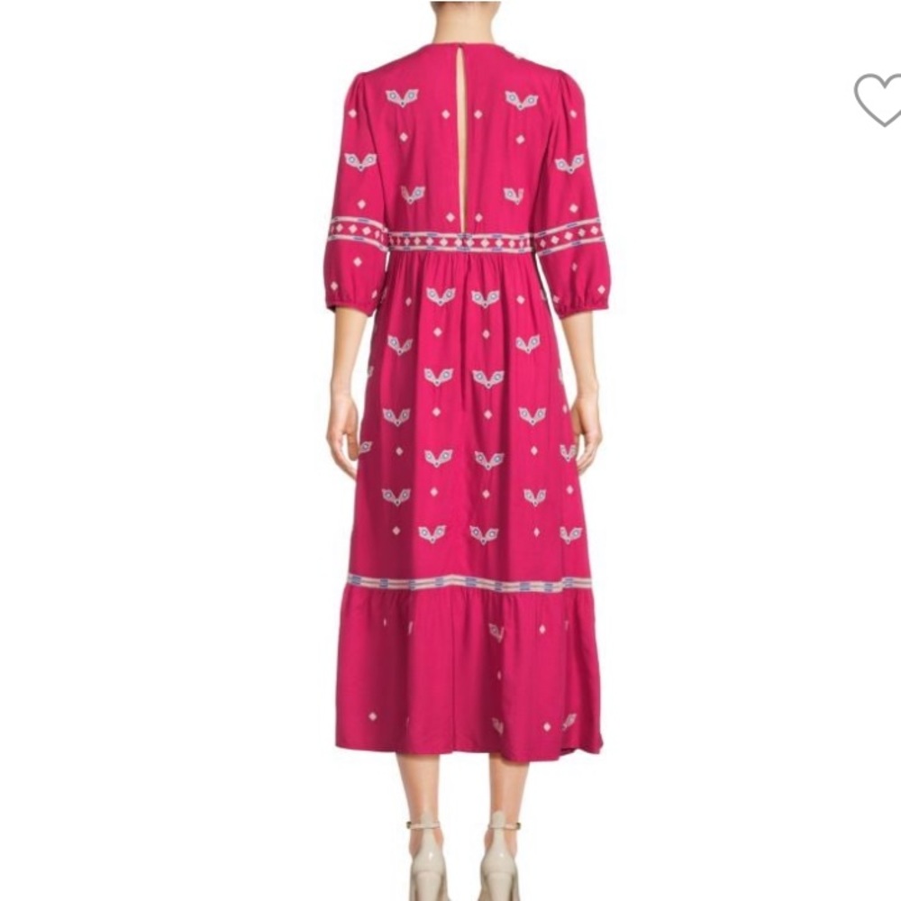 Ba&sh Java Embroidered Pink Midi Dress